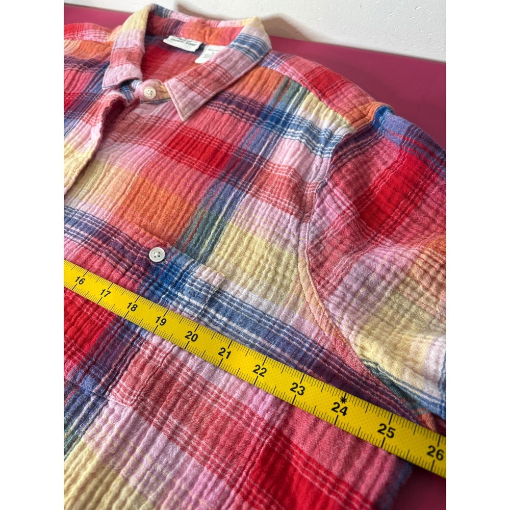 Vermont Country Store Mens Red Plaid Double Gauze Cotton Short Sleeve Shirt Sz L - Picture 6 of 7
